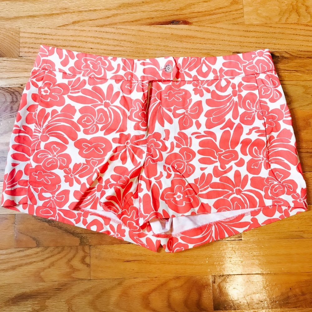 J Crew Floral Coral Chino Shorts